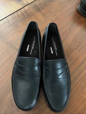 Rockport Black Leather Slip-On Penny Loafers